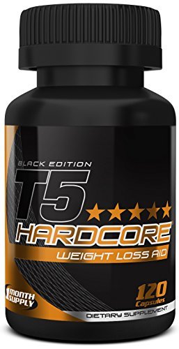 T5 Hardcore Advanced Thermogenic | Mens Health Reviewed | T5 Black Fat Burners | Strong T5 Diet Pills Weight Loss | Strongest Thermo T5 Fat Burner 1600 milligrams Per Serving (120 Capsules)